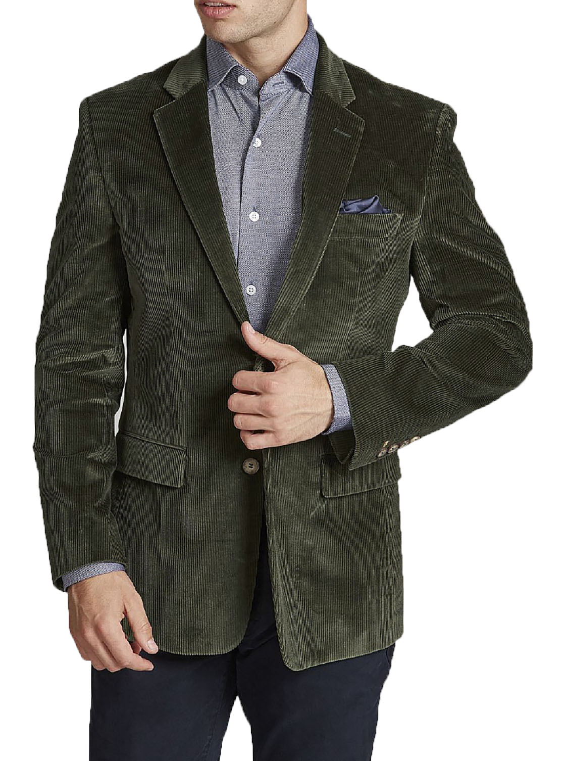 Men's Corduroy Sport Coat Blazer Jacket Green SkinOutfit