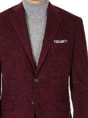 Men's Corduroy Sport Coat Blazer Jacket Maroon SkinOutfit