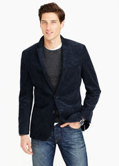 Men's Corduroy Sport Coat Blazer Jacket Blue SkinOutfit