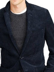 Men's Corduroy Sport Coat Blazer Jacket Blue SkinOutfit