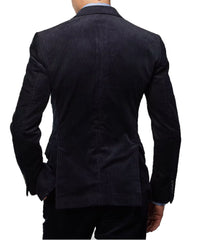 Men's Corduroy Sport Coat Blazer Jacket Black SkinOutfit