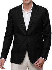 Men's Pure Cotton Linen Jacket Black SkinOutfit