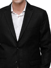 Men's Pure Cotton Linen Jacket Black SkinOutfit