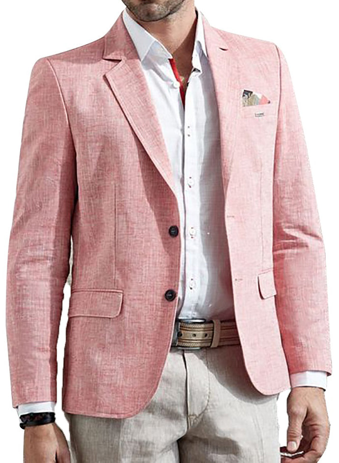 Men's Pure Cotton Linen Jacket Pink SkinOutfit