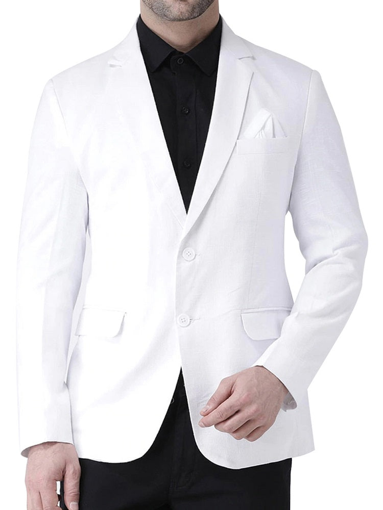 Men's Pure Cotton Linen Jacket White SkinOutfit