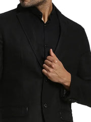 Men's Pure Cotton Linen Jacket Black SkinOutfit