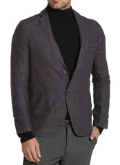 Men's Pure Cotton Linen Jacket Dark Gray SkinOutfit