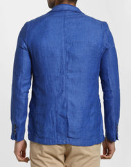 Men's Pure Cotton Linen Jacket Blue SkinOutfit