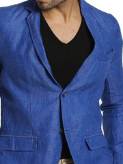 Men's Pure Cotton Linen Jacket Blue SkinOutfit