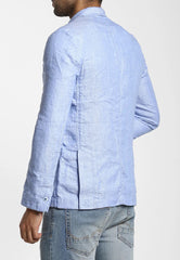 Men's Pure Cotton Linen Jacket Light Blue SkinOutfit