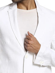 Men's Pure Cotton Linen Jacket White SkinOutfit