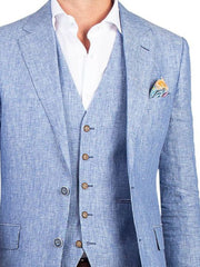 Men's Pure Cotton Linen Jacket Light Blue SkinOutfit