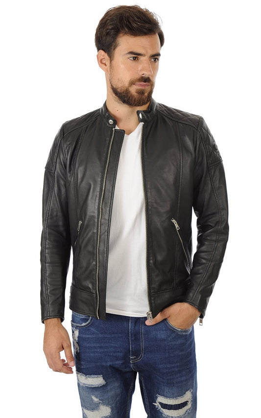 Men Genuine Leather Jacket MJ 37 freeshipping - SkinOutfit