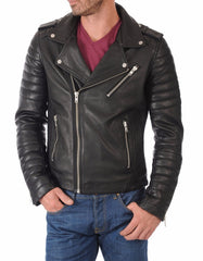Men Lambskin Genuine Leather Jacket MJ423 freeshipping - SkinOutfit
