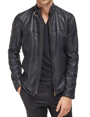 Men Lambskin Genuine Leather Jacket MJ430 freeshipping - SkinOutfit