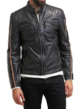 Men Lambskin Genuine Leather Jacket MJ450 freeshipping - SkinOutfit