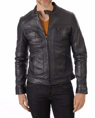 Men Lambskin Genuine Leather Jacket MJ463 freeshipping - SkinOutfit