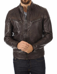 Men Lambskin Genuine Leather Jacket MJ470 freeshipping - SkinOutfit