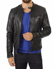 Men Lambskin Genuine Leather Jacket MJ471 freeshipping - SkinOutfit