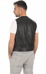 Men Genuine Leather Waistcoat 01 SkinOutfit