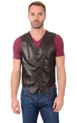 Men Genuine Leather Waistcoat 03 SkinOutfit