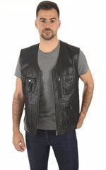 Men Genuine Leather Waistcoat 04 SkinOutfit