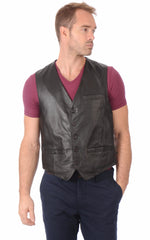 Men Genuine Leather Waistcoat 05 SkinOutfit