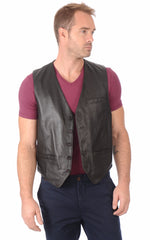 Men Genuine Leather Waistcoat 05 SkinOutfit