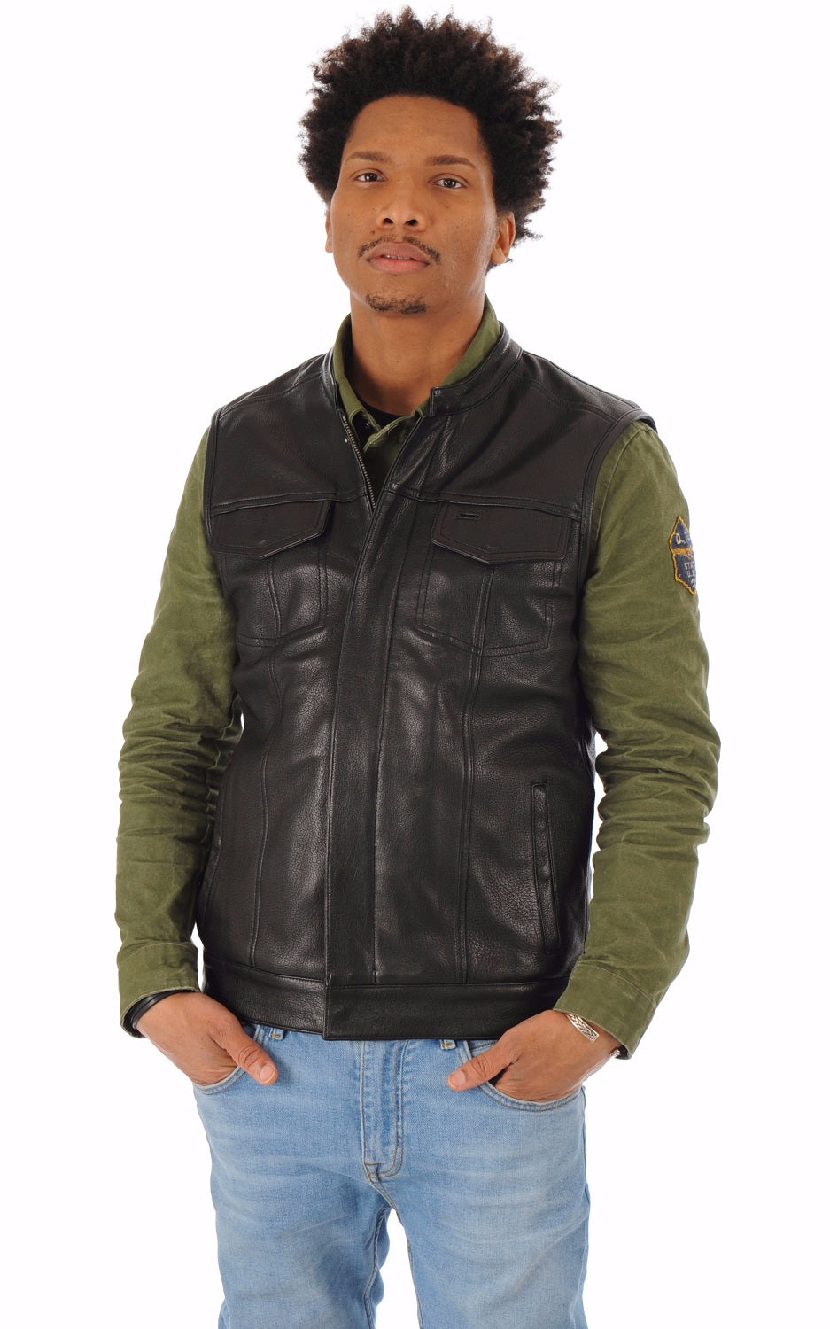 Men Genuine Leather Waistcoat 06 SkinOutfit