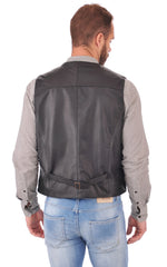 Men Genuine Leather Waistcoat 07 SkinOutfit