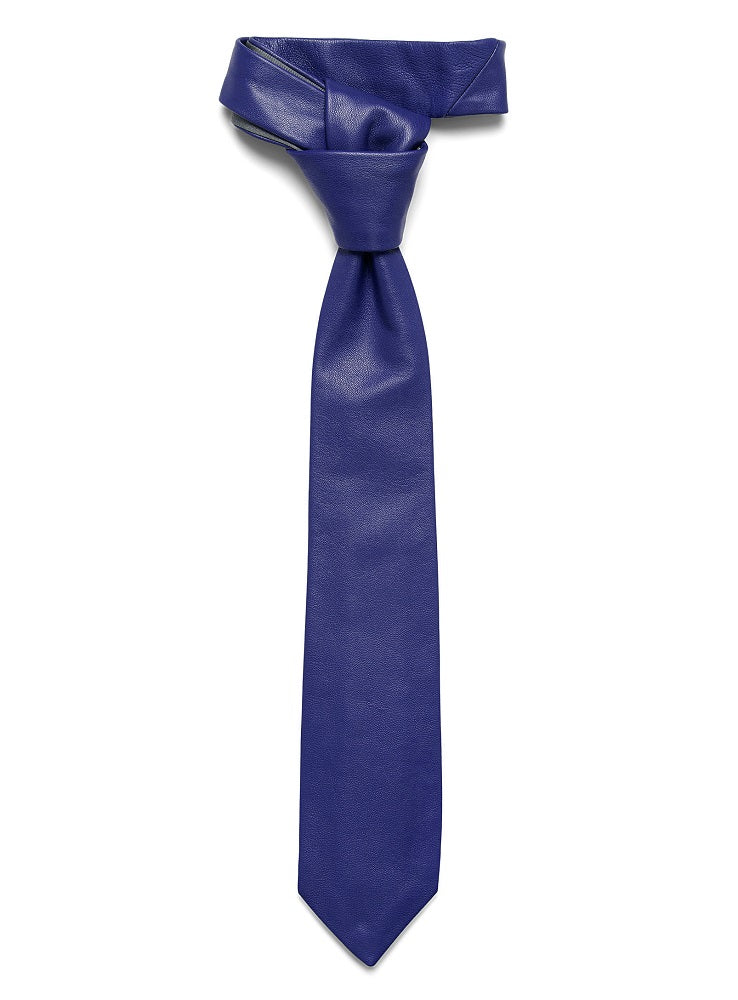 Lambskin Genuine Leather Tie Royal Blue - SkinOutfit