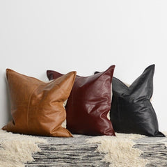 Genuine Leather Square Pillow Cover 02 SkinOutfit