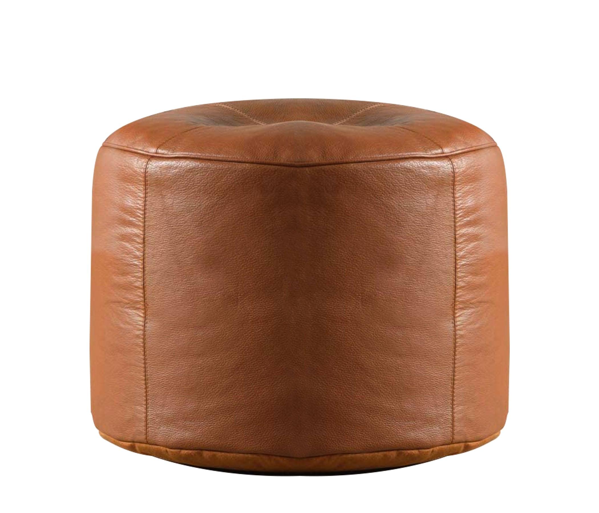 Genuine Cowhide Leather Ottoman Pouf Footrest Tan freeshipping - SkinOutfit