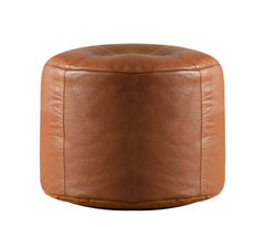 Genuine Cowhide Leather Ottoman Pouf Footrest Tan freeshipping - SkinOutfit