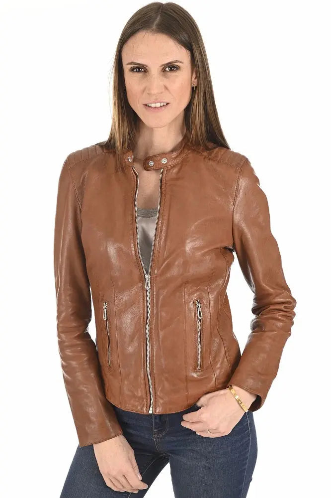 Women Genuine Leather Jacket WJ 79 freeshipping - SkinOutfit