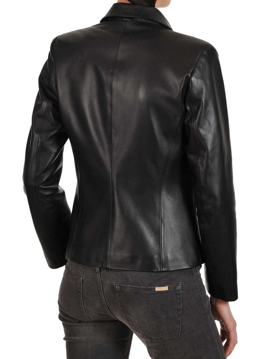 Women Genuine Leather Blazer Coat WB 22 SkinOutfit