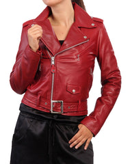 Women Lambskin Genuine Leather Jacket WJ107 SkinOutfit