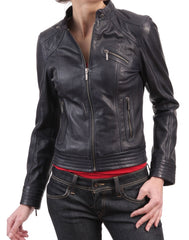 Women Lambskin Genuine Leather Jacket WJ110 SkinOutfit