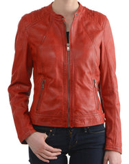 Women Lambskin Genuine Leather Jacket WJ123 SkinOutfit