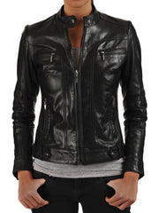 Women Lambskin Genuine Leather Jacket WJ125 SkinOutfit