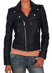 Women Lambskin Genuine Leather Jacket WJ128 SkinOutfit