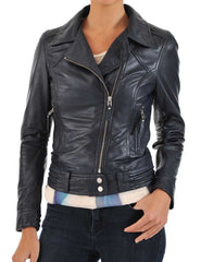 Women Lambskin Genuine Leather Jacket WJ131 SkinOutfit