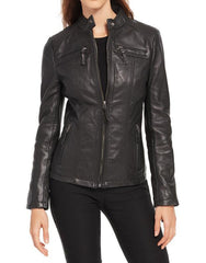 Women Lambskin Genuine Leather Jacket WJ136 SkinOutfit