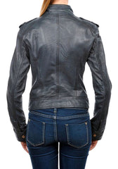 Women Lambskin Genuine Leather Jacket WJ140 SkinOutfit