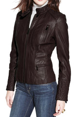 Women Lambskin Genuine Leather Jacket WJ 32 freeshipping - SkinOutfit