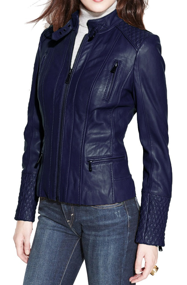 Women Lambskin Genuine Leather Jacket WJ 33 freeshipping - SkinOutfit