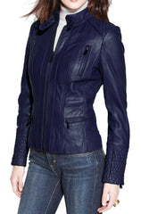 Women Lambskin Genuine Leather Jacket WJ 33 freeshipping - SkinOutfit