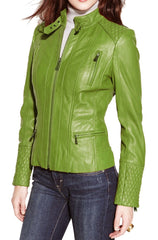 Women Lambskin Genuine Leather Jacket WJ 36 freeshipping - SkinOutfit