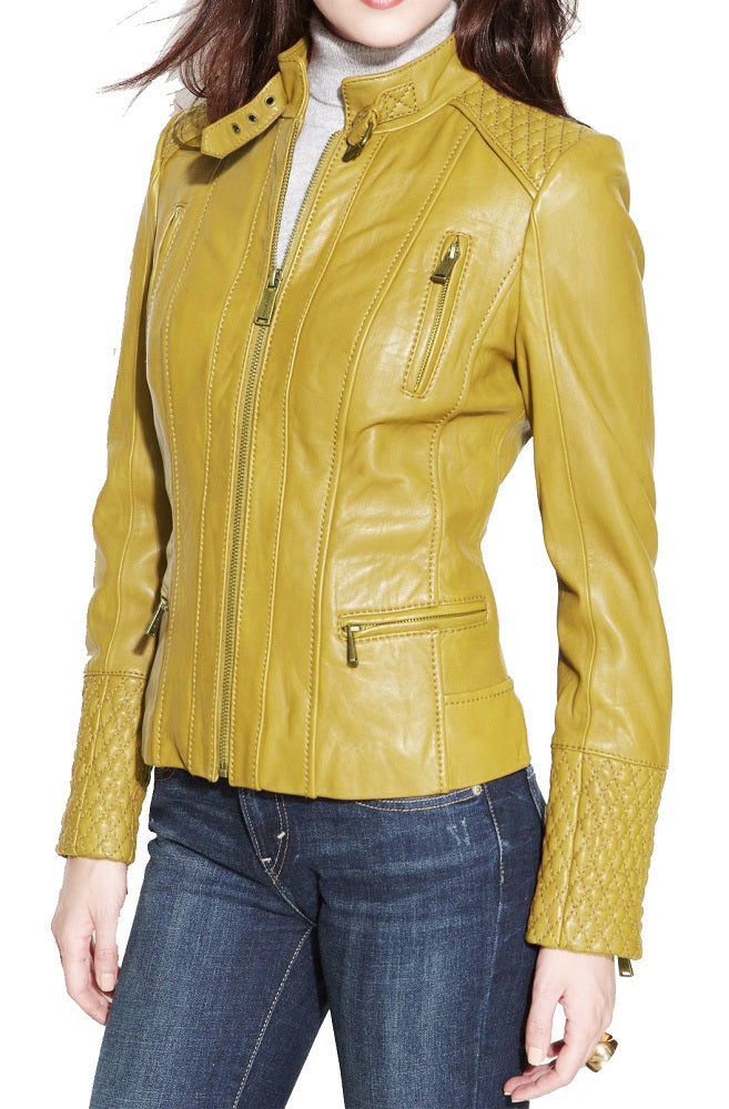 Women Lambskin Genuine Leather Jacket WJ 45 freeshipping - SkinOutfit