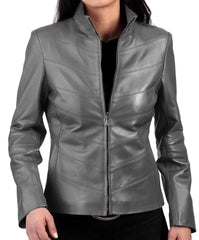 Women Lambskin Genuine Leather Jacket WJ 48 freeshipping - SkinOutfit